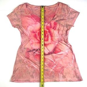 LOVE AMOUR S/S V-neck Floral T-shirt, Size L